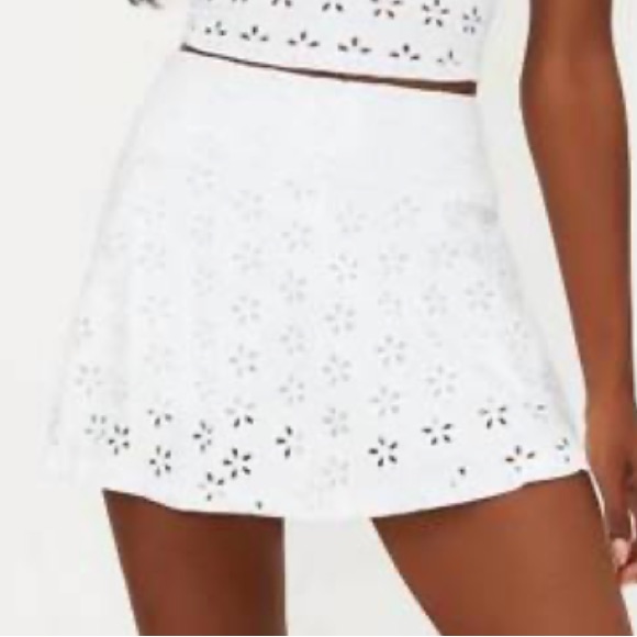 New Beach Riot Trixie Magnolia Eyelet Skirt In White